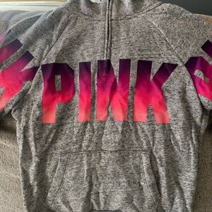 PINK Victoria's Secret Gray Sweater with Pink Gradient Logo